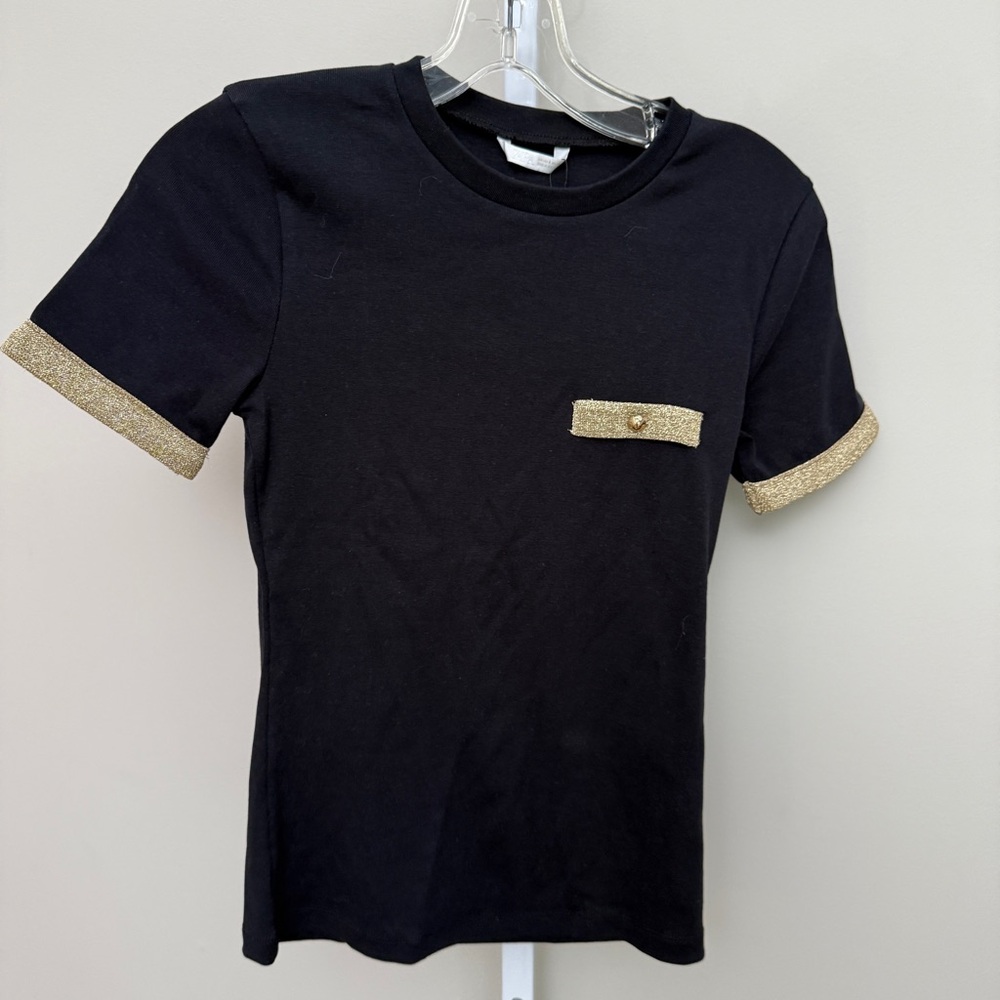 Zara metallic thread T-shirt size S new with tags - Picture 2 of 5